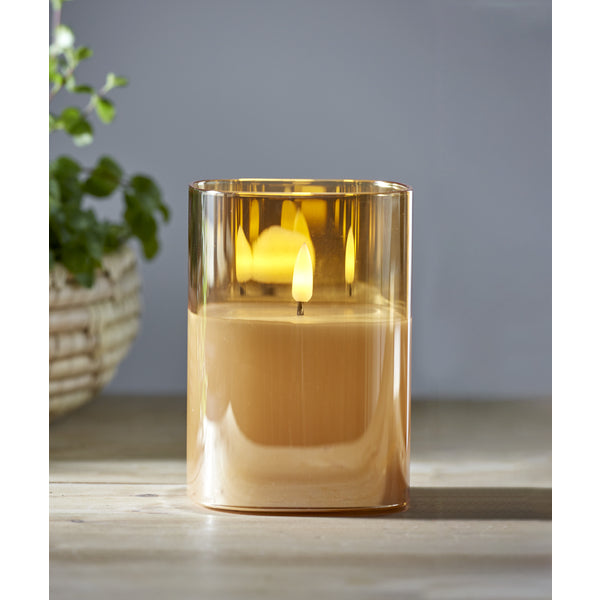 Star Trading Dekolicht – Ø 9 × 12,5 cm, 0,06 W, Warmweiss, Bernstein, flackernd, Timer 6/18 h, Batteriebetrieb