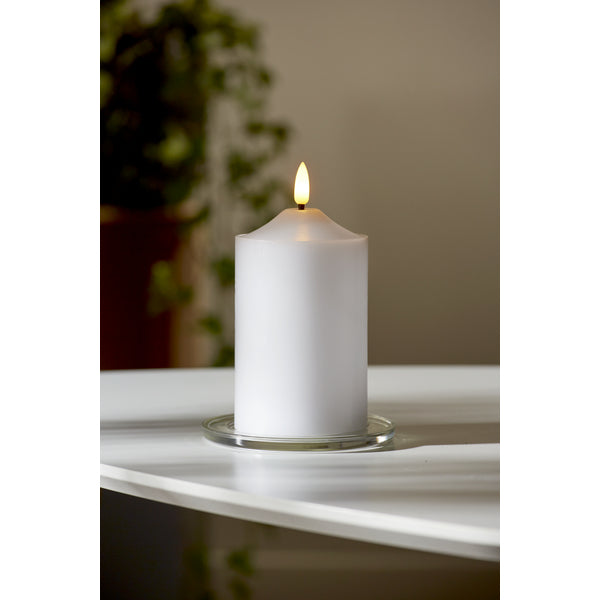 Star Trading LED-Echtwachskerze – Ø 7,5 × 15 cm – Wachs, Weiss