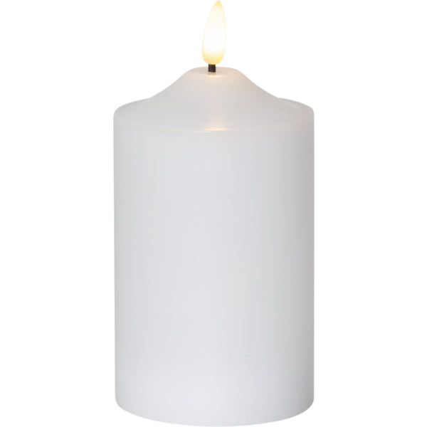 Star Trading LED-Echtwachskerze – Ø 7,5 × 15 cm – Wachs, Weiss
