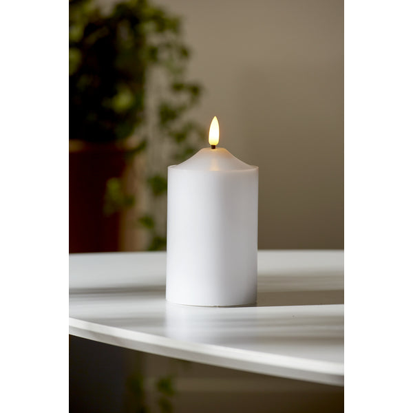 Star Trading LED-Echtwachskerze – Ø 7,5 × 15 cm – Wachs, Weiss