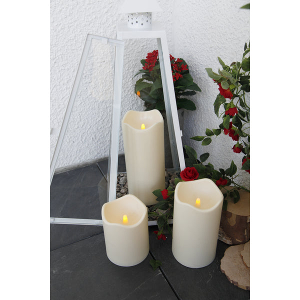 Star Trading LED-Kerze – Ø 10 × 23 cm – Kunststoff, beige – Timer 6/18 h, flackernd, IP44