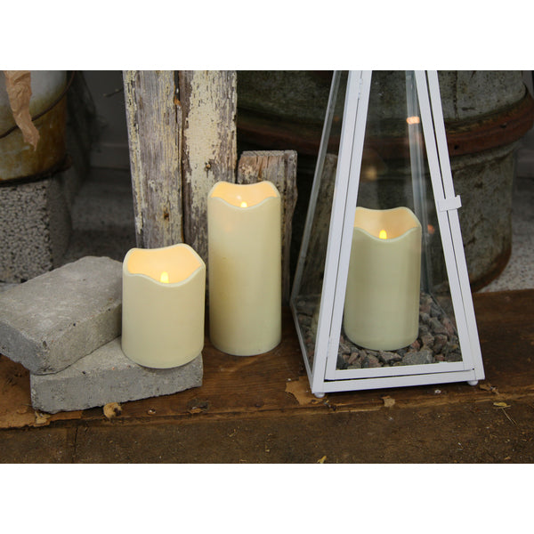 Star Trading LED-Kerze – Ø 10 × 23 cm – Kunststoff, beige – Timer 6/18 h, flackernd, IP44