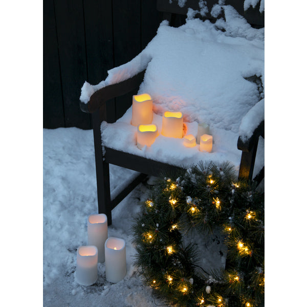 Star Trading LED-Kerze – Ø 10 × 23 cm – Kunststoff, beige – Timer 6/18 h, flackernd, IP44