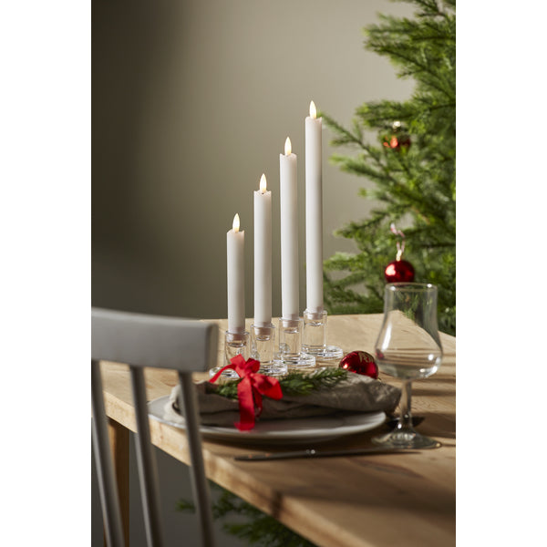 Star Trading LED Dinner Kerze – 4-teilig – Ø 2,1 × 28,5 cm – Wachs, Weiss, Timerfunktion