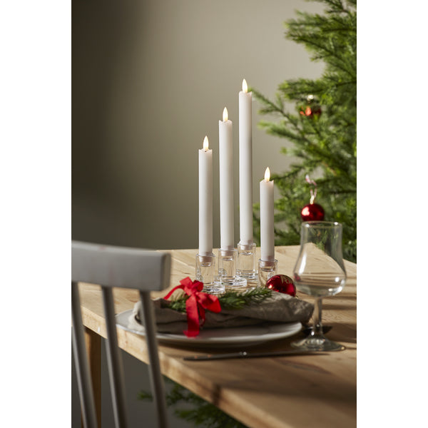 Star Trading LED Dinner Kerze – 4-teilig – Ø 2,1 × 28,5 cm – Wachs, Weiss, Timerfunktion