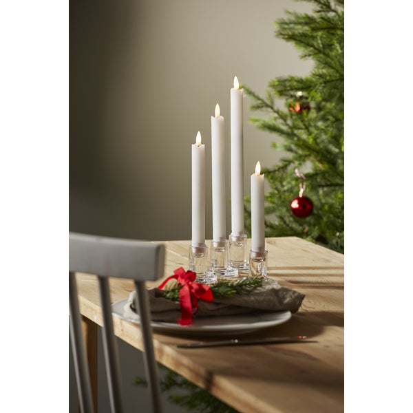Star Trading LED Dinner Kerze – 4-teilig – Ø 2,1 × 28,5 cm – Wachs, Weiss, Timerfunktion