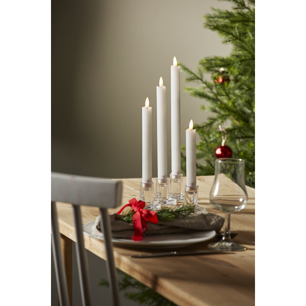 Star Trading LED Dinner Kerze – 4-teilig – Ø 2,1 × 28,5 cm – Wachs, Weiss, Timerfunktion