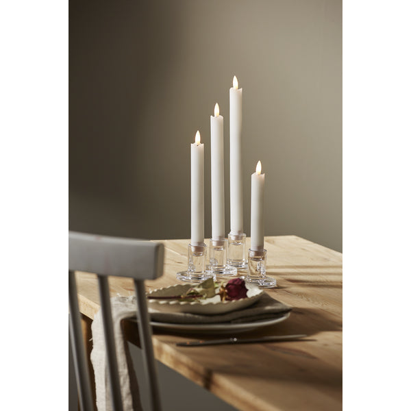 Star Trading LED Dinner Kerze – 4-teilig – Ø 2,1 × 28,5 cm – Wachs, Weiss, Timerfunktion