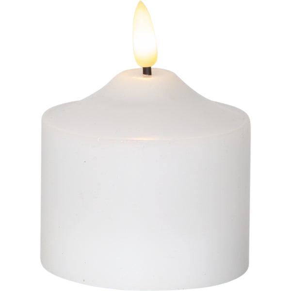 Star Trading LED-Echtwachskerze – Ø 7,5 × 9,5 cm – Wachs, weiss