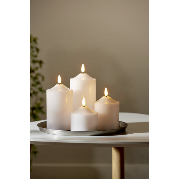 Star Trading LED-Echtwachskerze – Ø 7,5 × 9,5 cm – Wachs, weiss