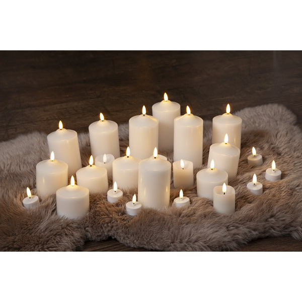 Star Trading LED-Echtwachskerze – Ø 7,5 × 17 cm – Wachs, Weiss, mit Timer