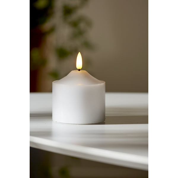 Star Trading LED-Echtwachskerze – Ø 7,5 × 9,5 cm – Wachs, weiss