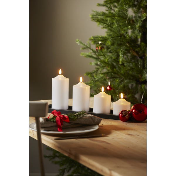 Star Trading LED-Echtwachskerze – Ø 7,5 × 9,5 cm – Wachs, weiss