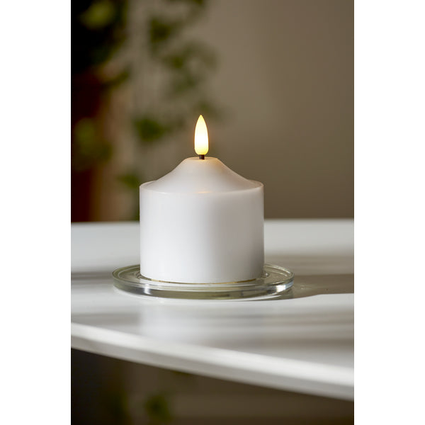 Star Trading LED-Echtwachskerze – Ø 7,5 × 9,5 cm – Wachs, weiss