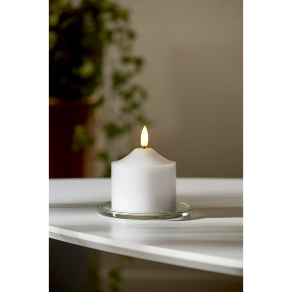 Star Trading LED-Echtwachskerze – Ø 7,5 × 9,5 cm – Wachs, weiss