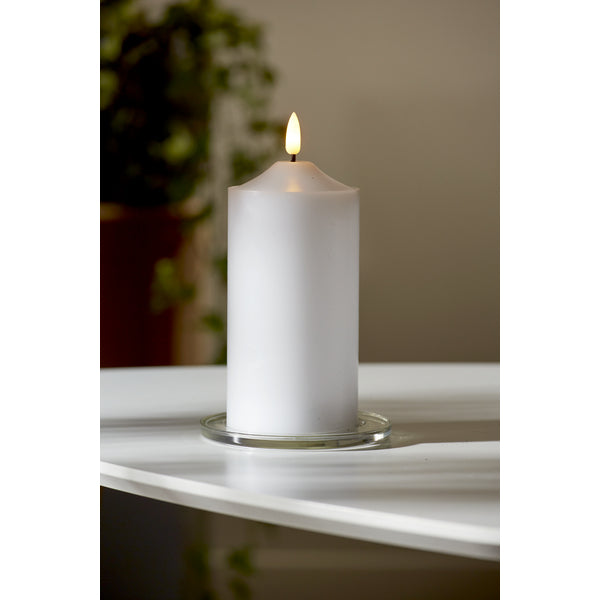 Star Trading LED-Echtwachskerze – Ø 7,5 × 17 cm – Wachs, Weiss, mit Timer