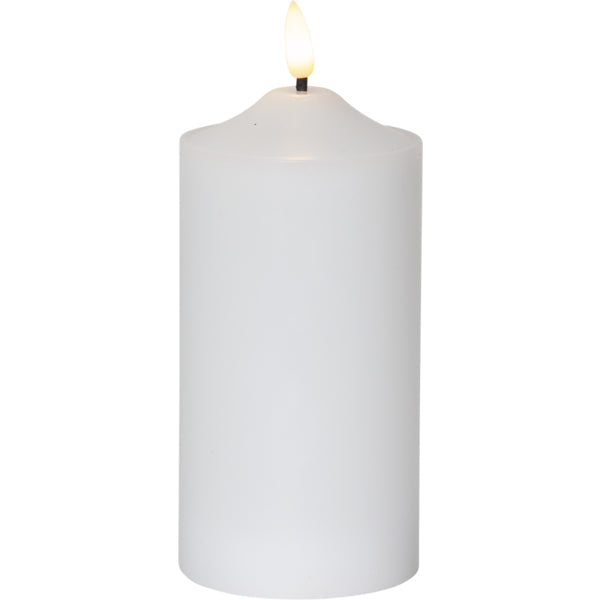 Star Trading LED-Echtwachskerze – Ø 7,5 × 17 cm – Wachs, Weiss, mit Timer