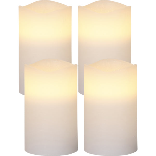 Star Trading LED-Kerze – Ø 7,5 × 12,5 cm – Wachs, Weiss – 4-teilig, Timerfunktion
