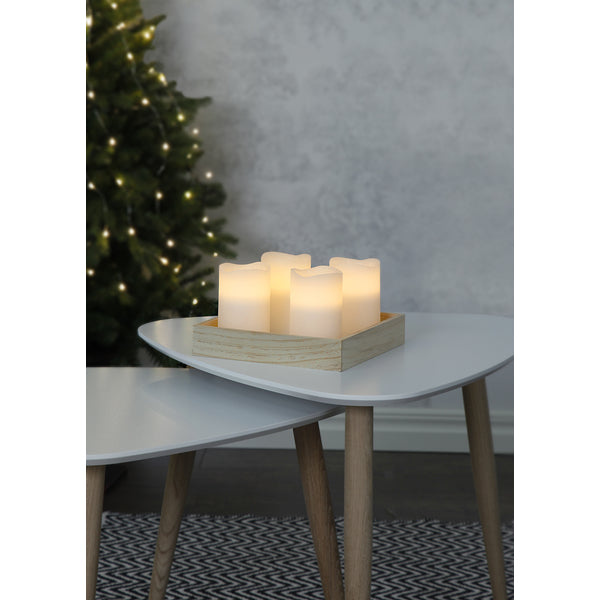 Star Trading LED-Kerze – Ø 7,5 × 12,5 cm – Wachs, Weiss – 4-teilig, Timerfunktion