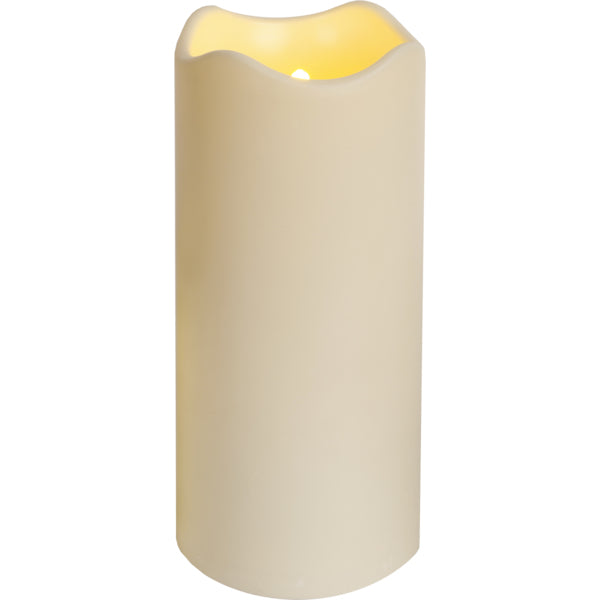 Star Trading LED-Kerze – Ø 10 × 23 cm – Kunststoff, beige – Timer 6/18 h, flackernd, IP44