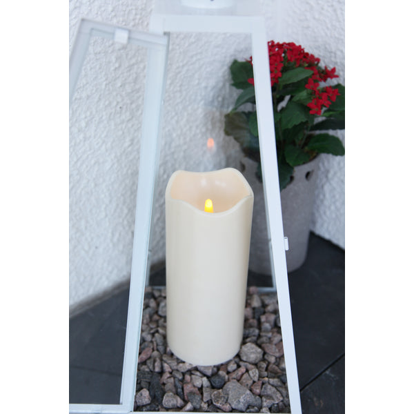 Star Trading LED-Kerze – Ø 10 × 23 cm – Kunststoff, beige – Timer 6/18 h, flackernd, IP44