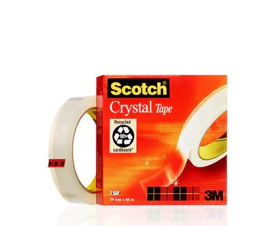 3M Klebeband Crystal – permanent, Kunststoff, 19 mm × 66 m, Kern Ø 75 mm