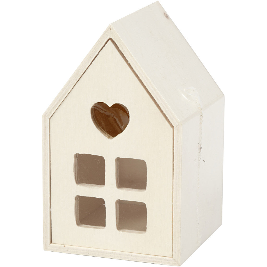 Creativ Company Holzrohling, Holz, Haus, 6,8 × 10,8 × 6,8 cm, Beige, 1 Stk.