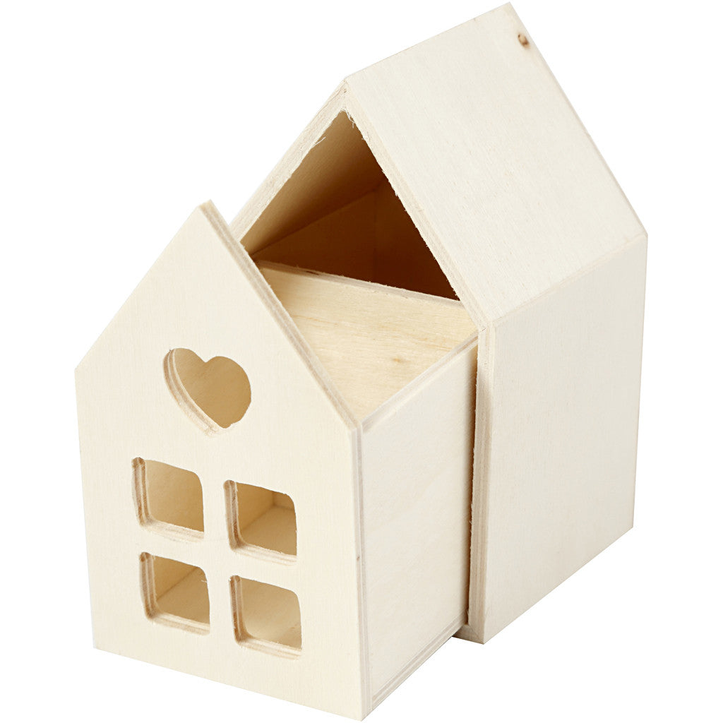Creativ Company Holzrohling, Holz, Haus, 6,8 × 10,8 × 6,8 cm, Beige, 1 Stk.