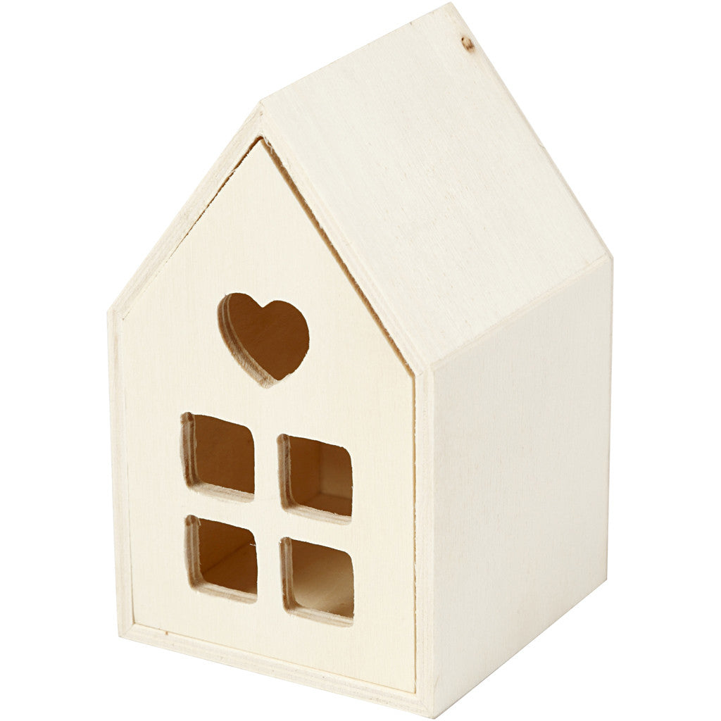 Creativ Company Holzrohling, Holz, Haus, 6,8 × 10,8 × 6,8 cm, Beige, 1 Stk.
