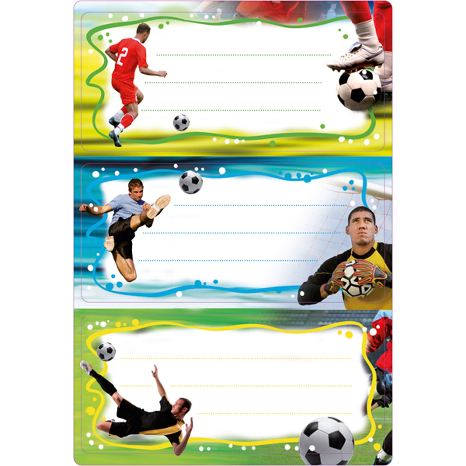 HERMA Vario Schuletiketten – Motiv Football – 35 × 76 mm, Abgerundete Ecken, 6 Stück, 2 Bögen