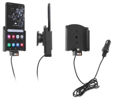 Brodit Auto-Halterung, Schraubbefestigung, mit Zigarettenanzünder, 360° – für Galaxy S20 Ultra 5G – Schwarz