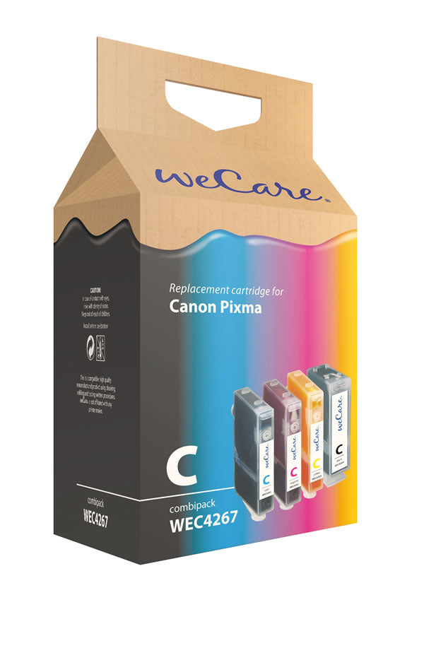 Wecare PGI-5/CLI-8 Tintenpatronen-Multipack, Schwarz/Cyan/Magenta/Gelb (Kompatibel) – für Canon Pixma iP5200