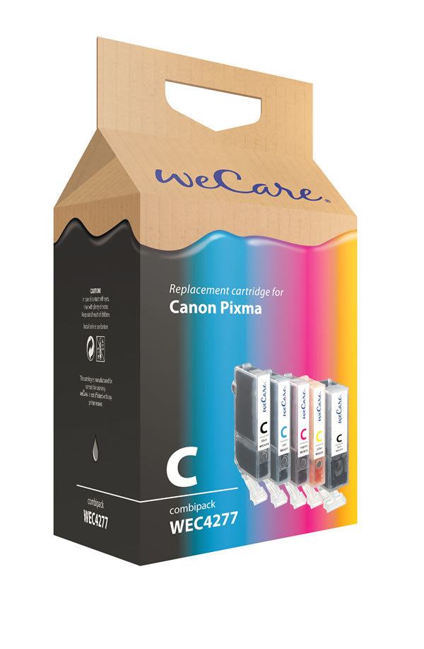 Wecare 520/521 Tintenpatronen-Multipack, 5er-Set (Kompatibel) – für Canon Pixma iP3600/iP4600 … – CLI-521PA