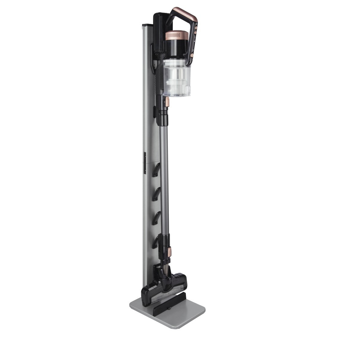 Xavax Zubehörhalter 00110235 – Standfuss – Aluminium, schwarz, für Stabstaubsauger – 22,0 × 29,5 × 128,0 cm