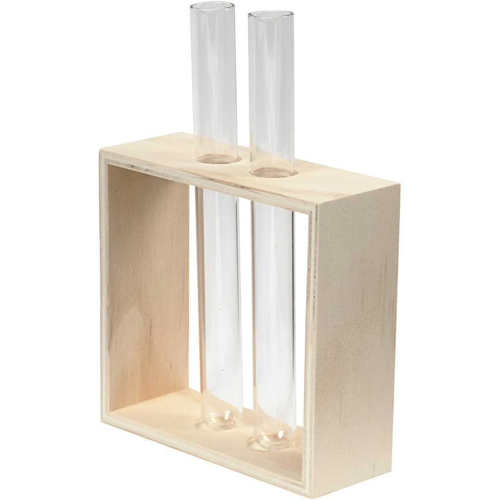 Creativ Company Reagenzglashalterung – 10,5 × 10 × 4 cm – Sperrholz & Glas, Hellbraun