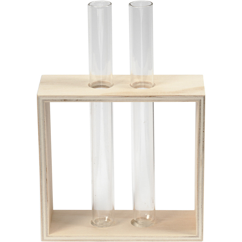 Creativ Company Reagenzglashalterung – 10,5 × 10 × 4 cm – Sperrholz & Glas, Hellbraun