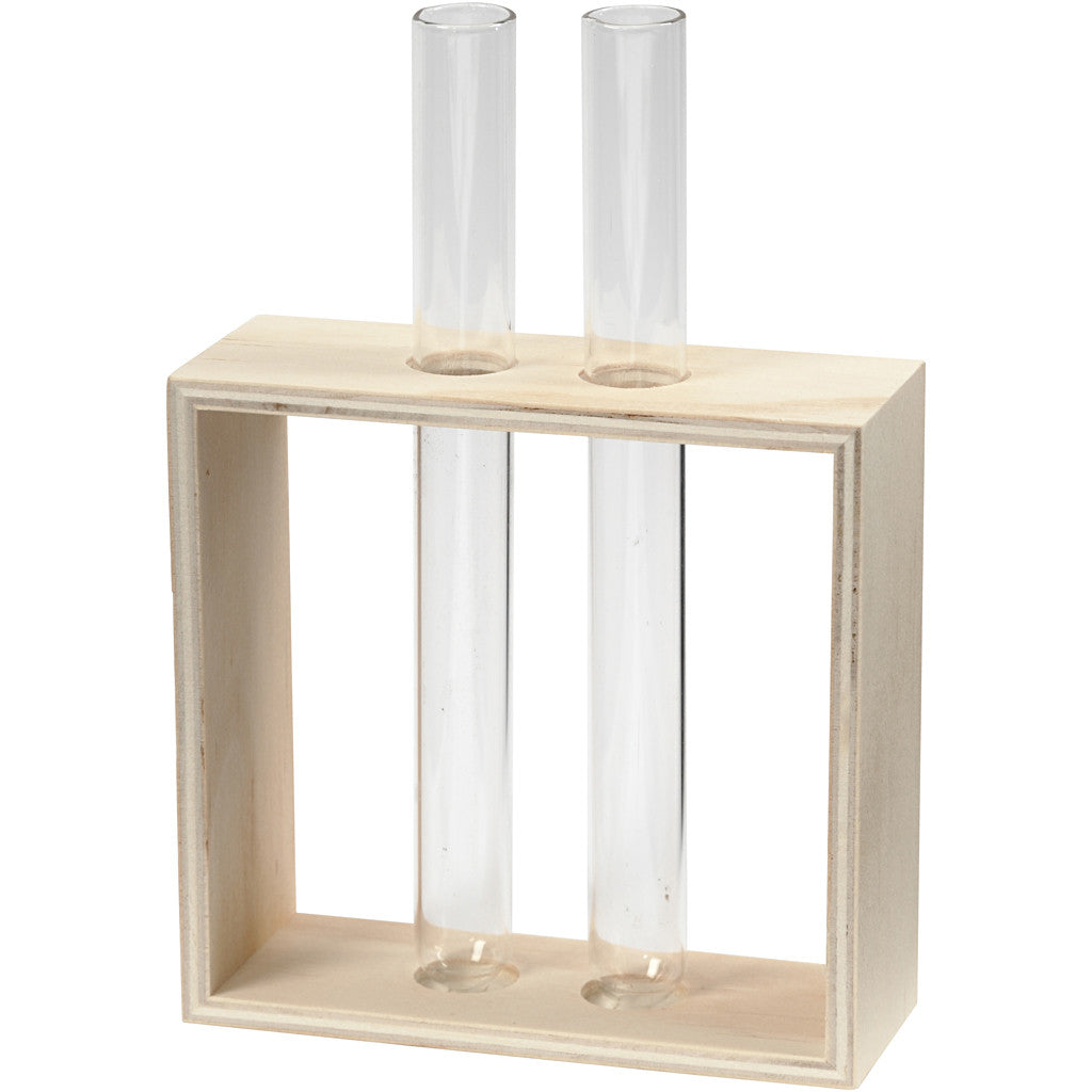 Creativ Company Reagenzglashalterung – 10,5 × 10 × 4 cm – Sperrholz & Glas, Hellbraun