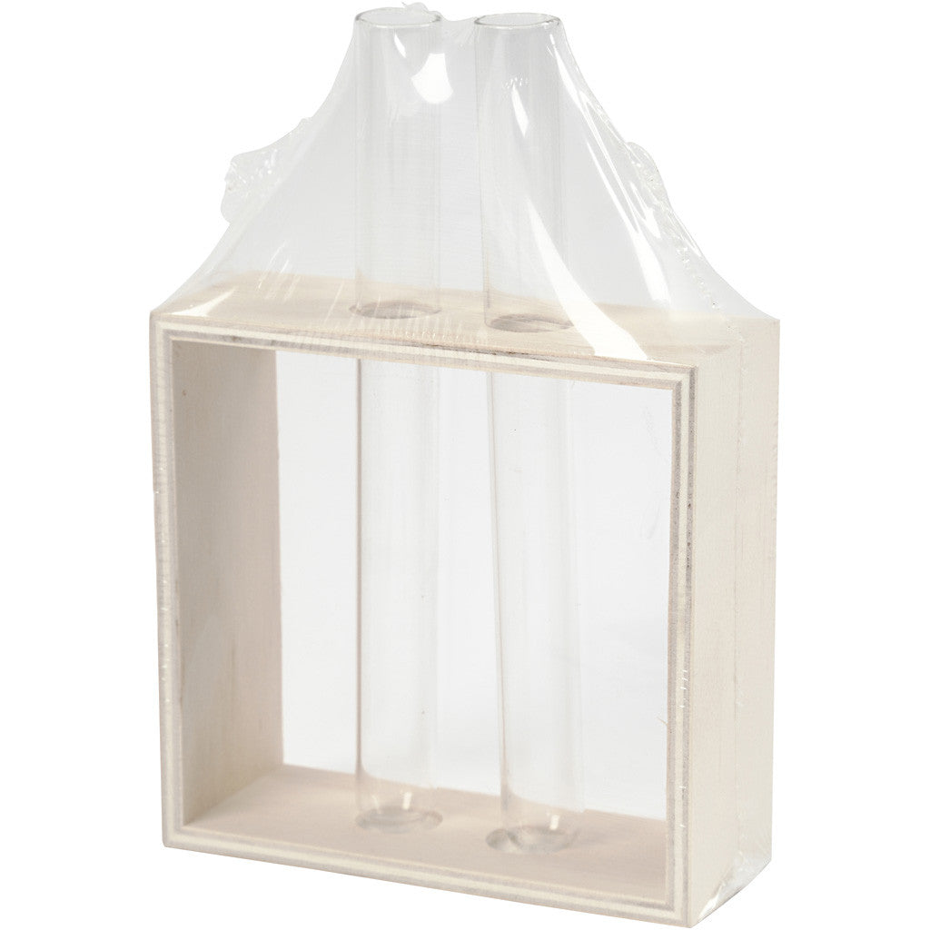 Creativ Company Reagenzglashalterung – 10,5 × 10 × 4 cm – Sperrholz & Glas, Hellbraun