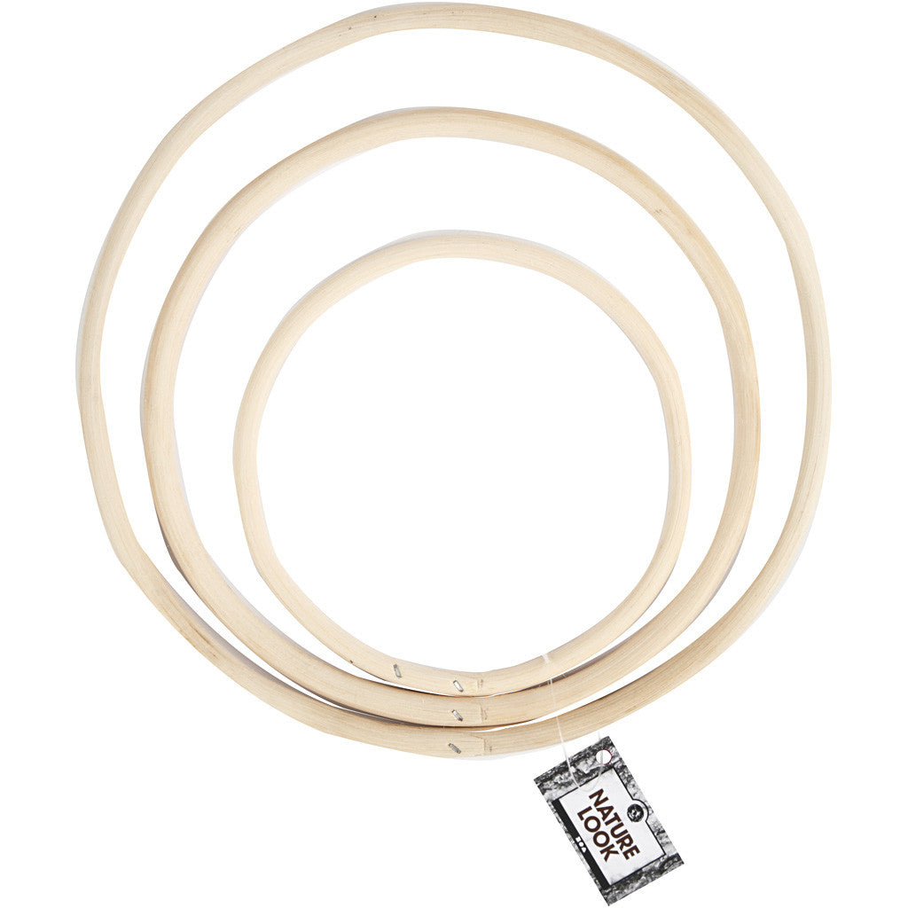 Creativ Company Holzring, Bambus, Natur, Ø 15,3 × 1 cm, Ø 20,3 × 1 cm, Ø 25,5 × 1 cm, 3 Stk., 50238