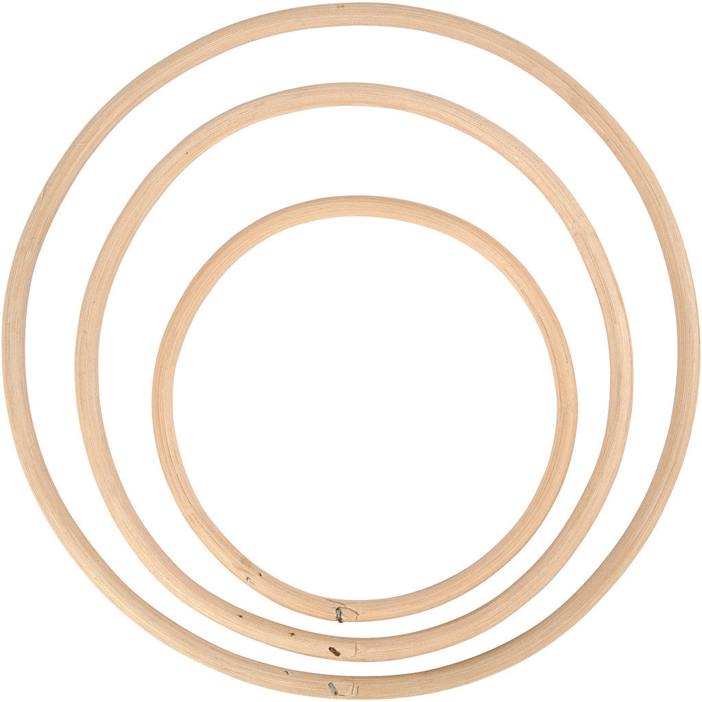 Creativ Company Holzring, Bambus, Natur, Ø 15,3 × 1 cm, Ø 20,3 × 1 cm, Ø 25,5 × 1 cm, 3 Stk., 50238