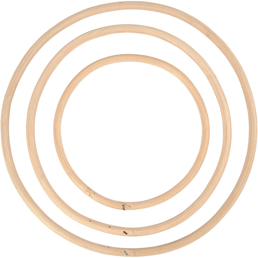 Creativ Company Holzring, Bambus, Natur, Ø 15,3 × 1 cm, Ø 20,3 × 1 cm, Ø 25,5 × 1 cm, 3 Stk., 50238
