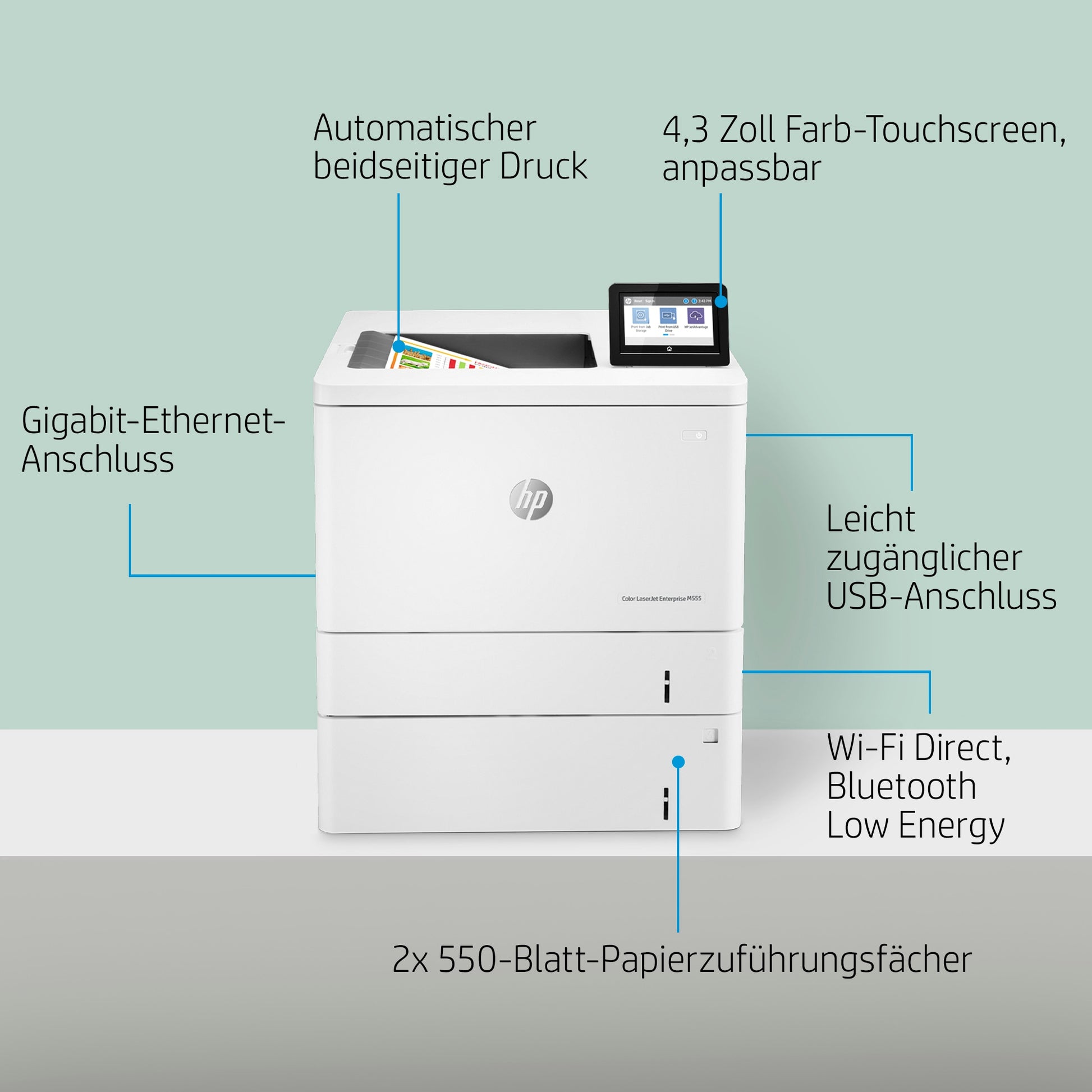 HP LaserJet Enterprise M555 x – A4, Duplex, 1200 × 1200 dpi