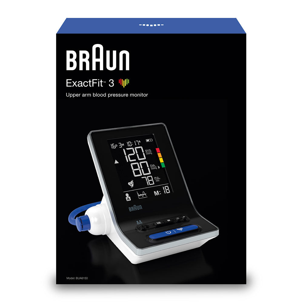 Braun Oberarm-Blutdruck-/Pulsmessgerät ExactFit 3 – Manschette 22–42 cm – Batteriebetrieb, 4×AA