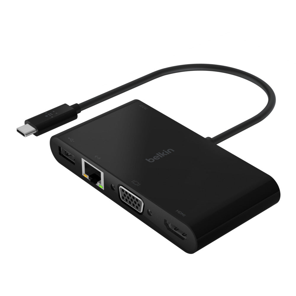 Belkin AVC004BTBK USB-C Multiport-Adapter – HDMI, VGA, RJ-45, USB-A, 4K (3840 × 2160) – 15 cm – Schwarz