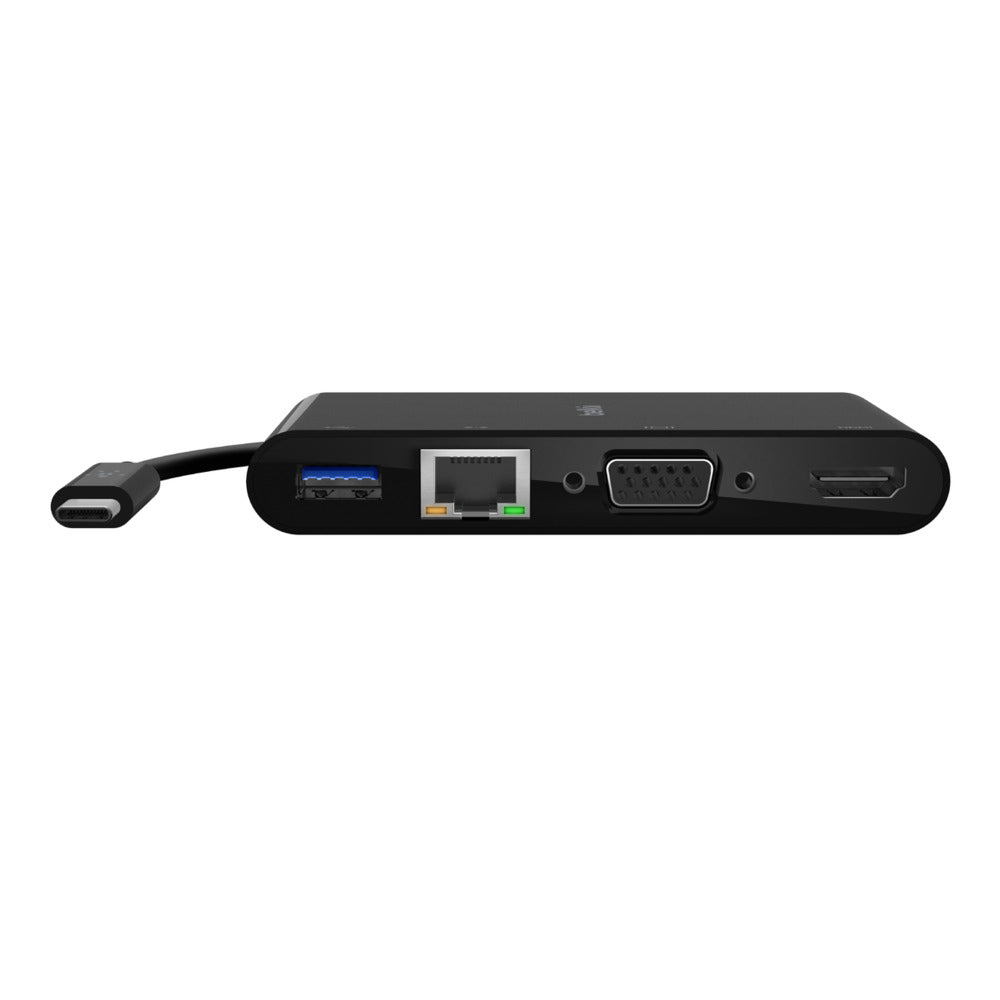 Belkin AVC005BTBK Multiport-Adapter – USB-C, 1× HDMI, 1× VGA, 1× USB-A, für Windows/Mac