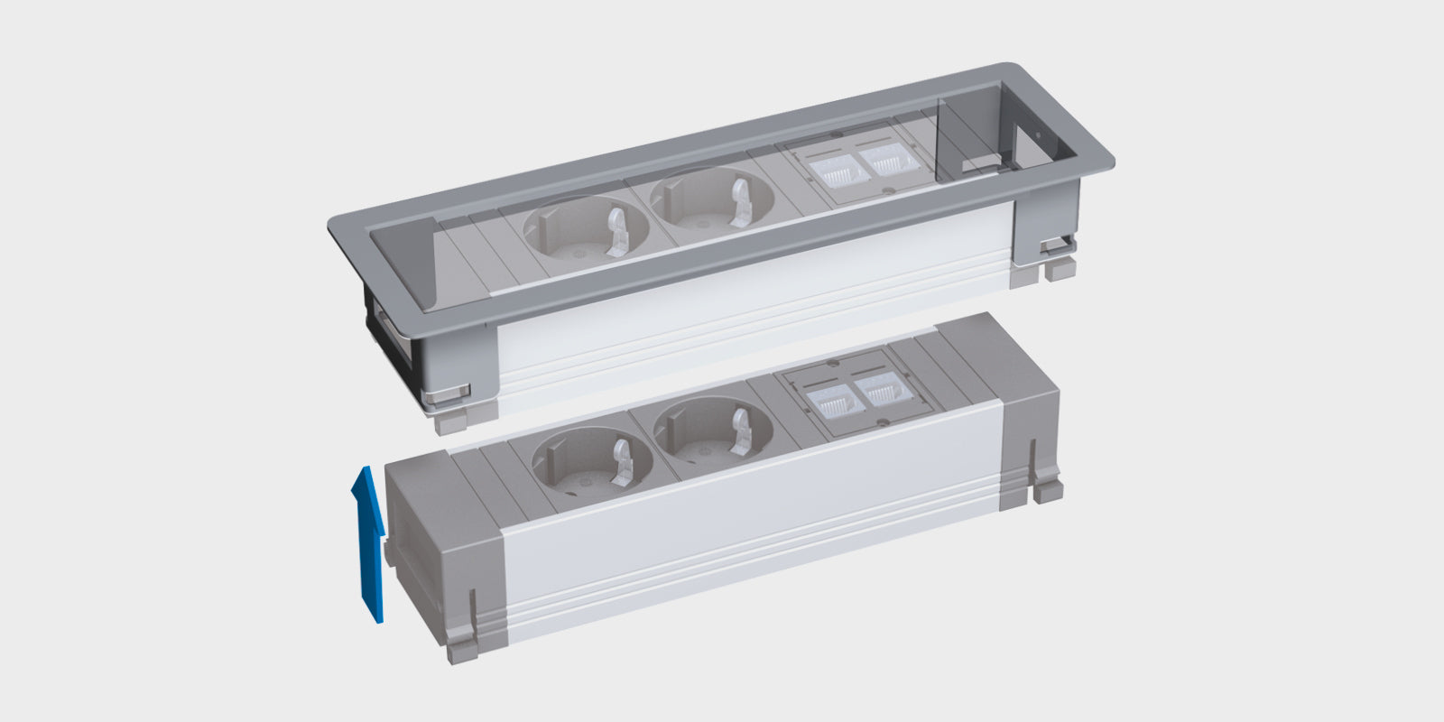 Bachmann POWER FRAME Steckdoseneinheit – 3×T13 (10 A), USB‑A 5 V/3,1 A, Einbau
