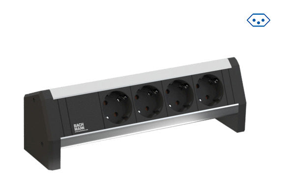 Bachmann DESK 3xCH 0° – Tischsteckdosenleiste, 3× T13 (Typ J), Stecker GST18