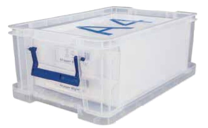 Fellowes ProStore Aufbewahrungsbox 10 l – mit Deckel, 395 × 155 × 255 mm, transparent, 4er Pack