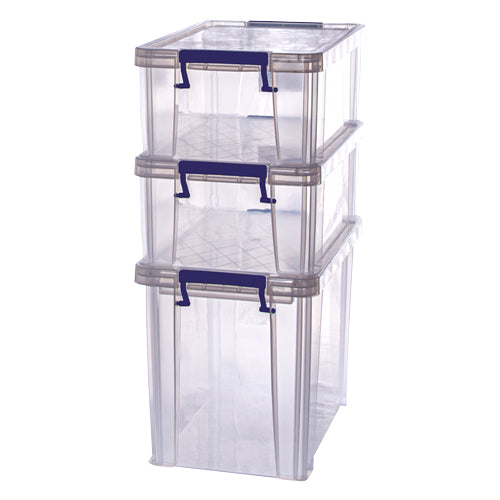Fellowes Aufbewahrungsbox – Polypropylen, Transparent, 34 × 28 × 20 cm – 3er-Pack
