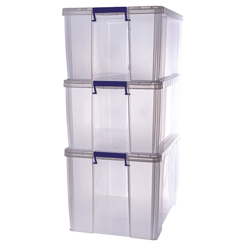 Fellowes Aufbewahrungsbox – Polypropylen, Transparent, 57,5 × 37,5 × 38,5 cm – 3er-Pack